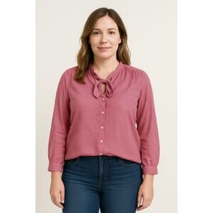 Excellent Old Navy Women’s Red White Geometric Print Necktie Blouse Size Large